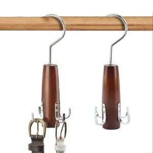 Walnut Wooden Smooth Finish Belt Hanger, 2 Pack
